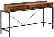 Industrial Sofa Table with Storage Ladder Shelves - 180 cm Long Console Table for Living Room Hallway, Sturdy Steel Frame Rustic Brown