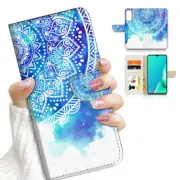 ( For Samsung S21 FE ) Wallet Case Cover AJ23941 Mandala Blue