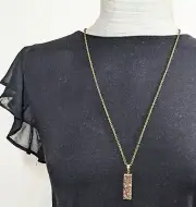 Druzy Geode Agate Pendant Necklace for Woman Bar Necklace 30" Chocolate Brown