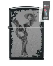 Zippo 82282 woman hat pinup vintage retro windy girl Lighter + FLINT PACK