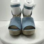 Sun Stone Fey Espadrille Platform Sandals, Light Blue, Women Size 10 Item#162