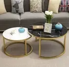 Synergy 2 In 1 Designer Marble Pattern Coffee Table (Black and white)