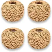 Pack of 4, Brown Cotton Twine String Balls for Arts & Crafts, Floristry, Kitchen, 48 m,
