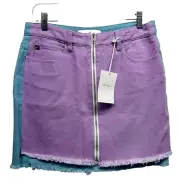 KanCan Women's Cotton Denim Purple Blue Estilo Large Jean Skirt NEW(A5)
