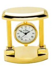 VISAGE: GOLD TONE HANGING CLOCK STYLE COLLECTABLE ANALOG QUARTZ MINI-CLOCK