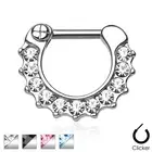 Gem Paved Surgical Steel Septum Clicker Nose Ring Piercing