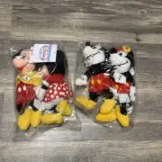 Disney Store 30’s & 50’s Minnie And Mickey Mouse Bean Bag Plush New With Tags