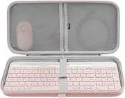 Geekria Keyboard Carrying Case, Hard Shell Protective Travel Bag, Compatible with Logitech MK470, Logitech K585, Logitech K580, Logitech MK470 Slim Wireless Keyboard and Mouse Combo (Pink)