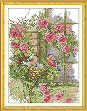 DIY Handmade Needlework Counted Cross Stitch Set Embroidery Kit 14CT Birds' Family Pattern Cross-Stitching 37 * 47cm Home Decoration Multicolor One Size