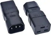 Tekit 2 Pack PDU UPS C14 to C19 Converter Plug Adapter, IEC 320 C14 Male to Female C19 Adapter, Black