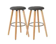 2 Cotton/Steel Modern Padded Barstools (Grey/Wood)