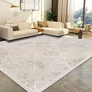 Leesentec Area Rugs Moroccan Geometric Stripe Rug for Living Room Bedroom Floor Mat Washable Rug Soft Non-Slip Carpet Imitation Cashmere Indoor Rugs Home Decor (Ivory,200 * 250cm)