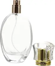 LALAFINA Unique Design Crystal Perfume Container Gold Cap and Diamond Accents Glass Perfume Spray Bottle Atomizer