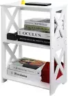 Slim White Side Table for Small Spaces - Versatile Nightstand & Bookshelf