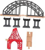 Toddmomy 2pcs Wooden Train Track Bridge Suspension Bridge Model for Creative Play Compatible Tracks Enhances Motor Skills and Imagination for Family Fun
