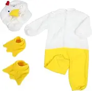 [Beavorty] Cute Chick Theme Jumpsuit Hat Baby Plush Crawler Suit Photo Outfit Set Soft Gentle Warm Headwear