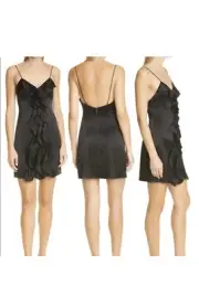 Alice + Olivia Mayer Ruffle Satin Minidress Size 2 New With Tag