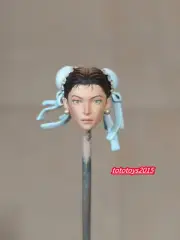 Painted 1/12 Chun-Li Girl Head Sculpt For 6" Female Action Figure Body Toys