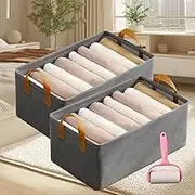 Cation Multi-Functional Folding Wardrobe, Pickelect Storage Boxes,Large Wardrobe Clothes Storage Organiser, Ultra Space Clothes Drawer Organizer Closet with Handle,Bedding/Toys (2-Gray,M)