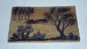 Vintage Authentic Australian Aboriginal Traditional Arts Painted on Bark Board B