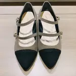 日本JELLY BEANS麂皮拼接低跟瑪莉珍鞋