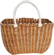 Small Picnic Basket Handmade Wicker Shopping Basket Home Vegetable Fruit Packing Picnic Storage Basket Garden Imitating Rattan Woven Flower Basket