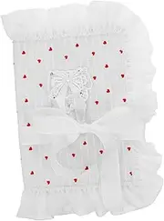 JEWEDECO Beautiful Cloth Book Sleeve with Lace Heart Design Stylish Book Cover for Textbooks Notebooks and Paperbacks Reliable Material with Cozy Heart Motif and Bow Decoration
