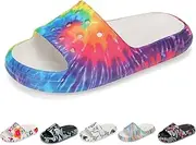 [Ballaza] Kids Cloud Slides Boys Girls Non Slip Slip On Shower Sandals, Comfort Slippers for Summer, Pool, Beach, and Water Activities, Rainbow, 12 Little Kid