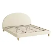 NNEED Bed Frame King Size Arched Bedhead Beige Fabric