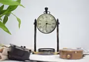 Ornate Brass Table Clock with Classic Dial, Roman Numerals, and Exquisite Finish