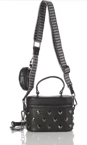 Betsey Johnson Vanity Case Bag/Purse w/ Studs and Detachable Pouch/Strap - Black