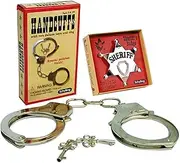 Schylling Classic Metal Handcuffs & Law Man Sheriff's Badge Gift Set Bundle - 2 Pack