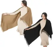 Women's Scarf Pashmina Shawls and Wraps for Evening Dress 2 Pack Camel Black