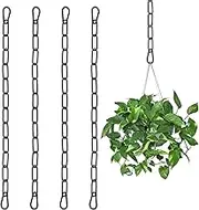 Pack of 4 Extension Chain for Hanging Chair, 60 cm, 4 mm, Hanging Chair Chain with Two Carabiners, Galvanised Adjustable Metal Chain for Swings, Hanging Chairs, Flower Pots, Bird Cage, Hammocks (Black