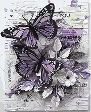 Syntego DIY Paint by Numbers for Adults, Purple Butterfly Abstract Canvas Oil Acrylic Painting Craft Kit Approx 50 x 40cm(16'' x 20'')