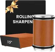 Rolling Knife Sharpener, Knife Sharpening Made Easy,Rolling Knife Sharpener Tool for Kitchen Knives,Knife Sharpener Kit Offers 15 & 20 Degree Sharpening