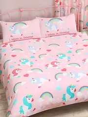 Bedding & Beyond I Believe In Unicorns Duvet Cover and Pillowcase Set Double