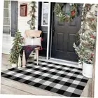 Buffalo Plaid Area Rugs 3x5 Ft Black and White Checkered Rug Washable Front