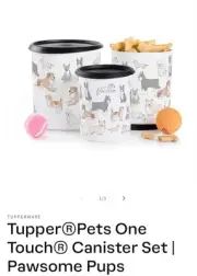 Tupperware TupperPets Pawsome One Touch Canister Set Of 3 Dog Puppy
