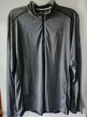 New Adidas Running Shirt Men M Gray 1/4 Zip Long Sleeve Activewear $50 Climalite