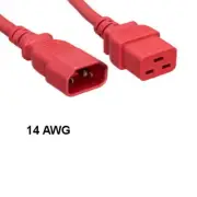 Kentek Red 2ft AC Power Cable IEC-60320 C14 to C19 14 AWG 15A 250V Color-Coded