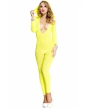 Brand New Footless Deep V Hooded Crotchless Bodystocking Music Legs 1686