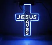 Jesus Saves Cross Christ Acrylic 14" Neon Light Sign Lamp Party Room Windows Bar