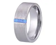 Tungsten Silver Opal Stone Wedding Ring