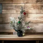 Flocked Christmas Tree Accent Tree Christmas Decor Tree 15" Holiday Posable New