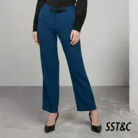 在飛比找momo購物網優惠-【SST&C 最後65折】深藍色皮帶釦裝飾西裝褲726200