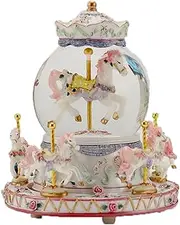 Music Box Carousel Crystal Ball Music Box Doll House Toys with Colorful Lights Desktop Ornaments Home Decor Christmas Birthday Gifts Musical Box