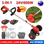 24V 800W Whipper Snipper Tool Lawn Mower Cordless Grass Trimmer Blade Brush OZ