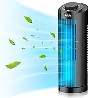 Grelife Tower Fan, Quiet, 7.9m/s Speed, 80° Oscillating Fans, Fast Cooling Table Fan for Office, Home, Bedroom, Black