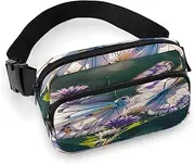 [YTLKGFP] Waist Pack White Purple Butterflies Printed Butt Pack Fanny Pack Hip Bum Bag for Workout Traveling Casual Running Hiking Cycling, White Purple Butterflies, 7.9 X 5.1 in